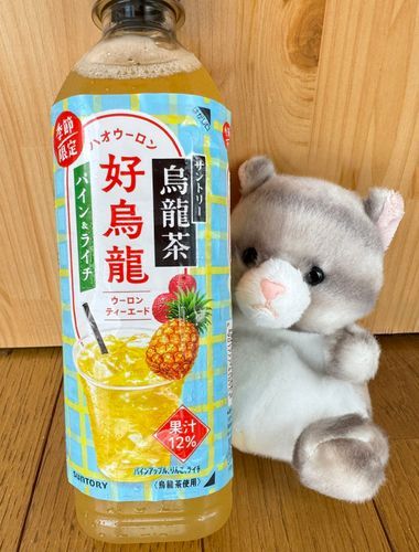 アメです！
今日のおやつはコレなのです！
好烏龍♪パインとライチ味で
烏龍茶って付いてるけどジュースみたいに甘くて美味しいのです🩷