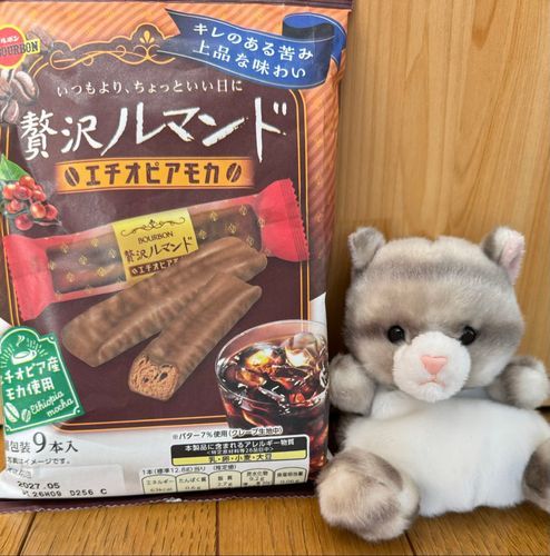 アメです！
今日のおやつはコレなのです！
袋を開けるとコーヒーのイイ香りがするのです♪
サクサクでしっかりコーヒーの味もして
美味しいのです♪