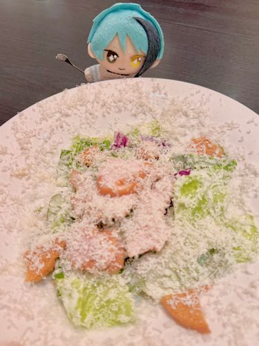 ぼくのさらだですよ！
ちーずいっぱいのってます！