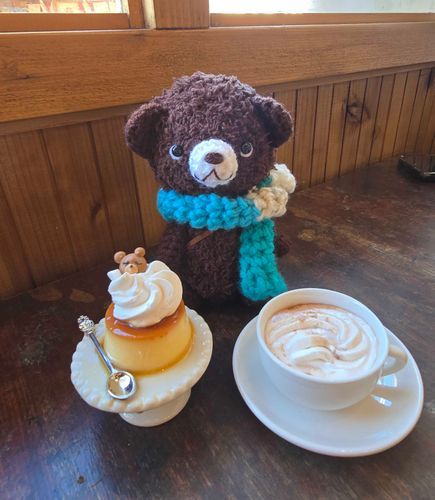 以前ぬいカフェに行ったときの！
ぬいちゃん用の小さいプリンとココア✨