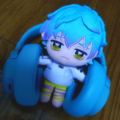 ぬしのヘッドホンにはさまれて揺れるおせぬい。
「おうちにいたい」と「おでかけしたい」のはざまもたゆたっています。