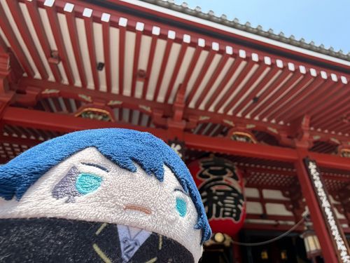 あさくさの せんそうじに おまいり してきたぞ！
たくさん かんこうきゃくがいて すごく にぎわってたけど、すごく・・・すごく あつかった・・・ぬいでも、とけちゃいそうだ・・・。