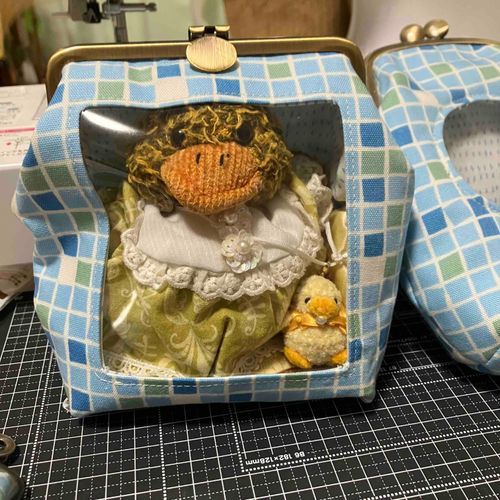 お出かけ用のポーチにどう？て言われたけどちょっと狭いかな…ミチミチ🐤💦