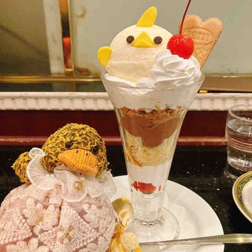 ぴよりんに会いに行ってきたよ！
ぴよりんパフェかわいい🐤✨