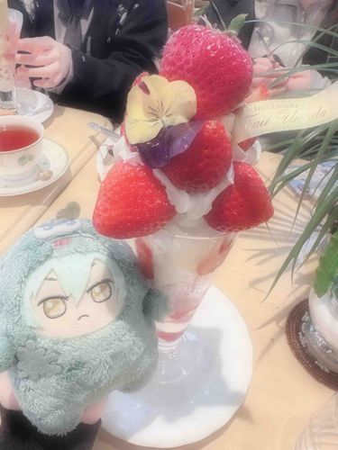 いちご大きい！下にあるいちごのアイスもおいしかった！！