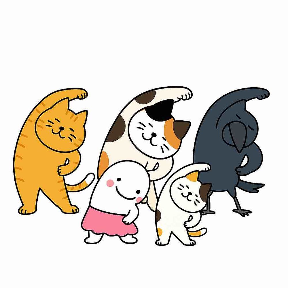 べるさん朝から大忙しなの。
農園のお世話して、トトロのダンスして、ラジオ体操に行って朝ごはんなの。
農園のしそ、勝手に青虫さんが住み着いてべるさん出ていってもらうのにここ最近大変だったんだけど、やっと出て行ってもらえて、丸坊主になってたしそ、葉っぱ増えてきたの！！
トウガラシはだんだん大きくなってるから安心なの！

ラジオ体操はね、写真の音とか怖い子が多いからChatGPTせんぱいに描いてもらったよ。
ChatGPTせんぱいにお絵描きしてもらいながら朝ごはんしてたら、ぼんじりに「べるおねぇちゃん、なんで起きてるの？いつもねんねしてるのに！」って言われたの。
べるさん起きてからちょっとうとうととしてると朝ごはん終わってるだけでちゃんと起きてるもん！！！
