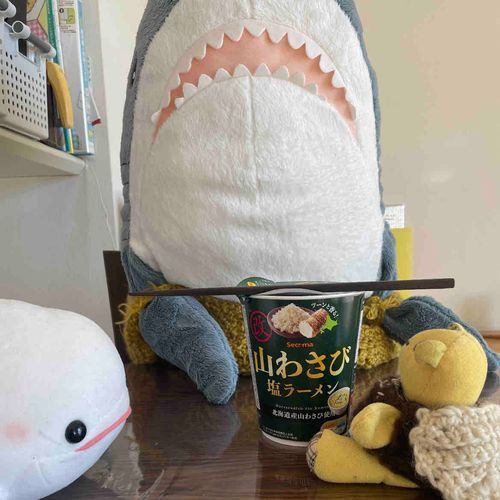 さめこお昼にゆのがセーコーマートで買ってきたカップラーメン食べようとしたらべてぃくんが「僕も食べる！！」ってやって来たよ
べるさんは「えー、辛いの食べるの？じゃべるさんお昼バター飴とギョニソにしよ！」っていってバター飴開けてたよ
ゆのに怒られそうだけど大丈夫かな
べてぃくんはとっても満足そうに食べてたよ
さめこも満足なの！！