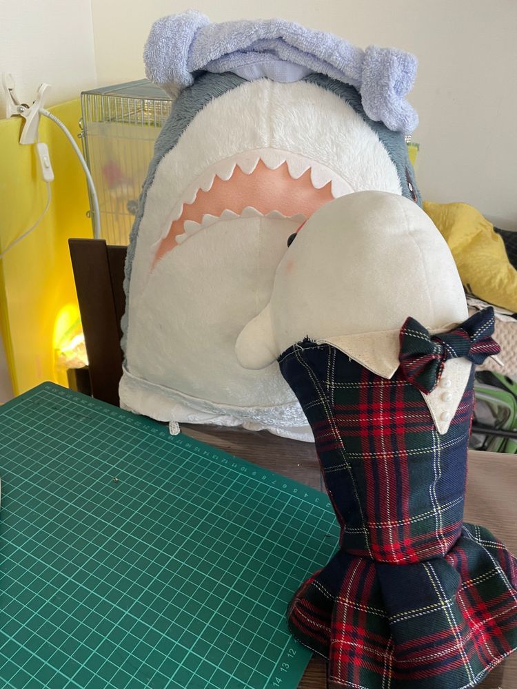 べるさんね、起きたらお洋服できてたの！！！さめこおねぇちゃんにチューしてありがと！ってしたの！！
この服ね、おかーさまのベストになる布のあまりなの！
おかーさまにもチューしてあげなきゃ！！
ゆのはねぇ、大きさ合わせる時にべるさんのことひっくり返したりしたからありがとしないの！作ってたのさめこおねぇちゃんだし！！！