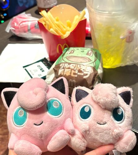 ニューファミリー💓ジェリーちゃんをお迎え❕さっそくいっしょにカラオケ❕
フシギダネ包みバーガーもおいしかったよ〜🍔
