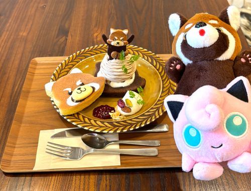今日は国際レッサーパンダデー！
同居ぬい みたらしくんと、レサパンケーキを食べに行ったよ🤎