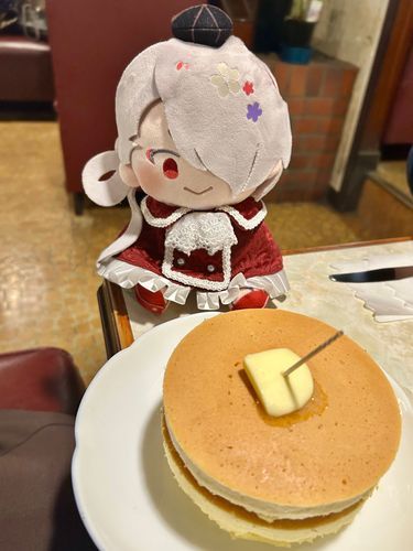 きょうはあるじさまのおでかけについていきました🌸あいにくのあめでしたが、おいしいほっとけーきをたべることができてうれしかったです🥞もちろん、あるじさまとのおでかけもたのしかったですよ！！