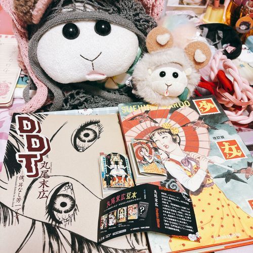 豆本だよぉ〜♡可愛いの〜♡リアリィ🐶
楳図かずお先生と伊藤潤二先生の漫画は読んでもいぃけど丸尾末広先生の漫画は大人になるまでは読んだらダメなんだってぇ〜！ダメって言われると気になるんだよぉ〜！モチ🍡