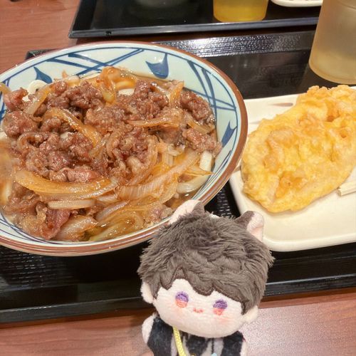ミニ🍎「にくうどん！（と、れんこんのてんぷら）」