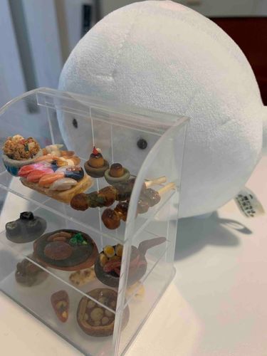私が作ったミニチュアをじっと見つめるうちのわらわら