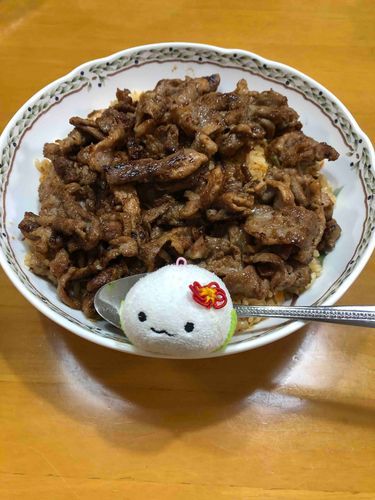 ビビンバが見えなくなるほど肉をのせたんだ！