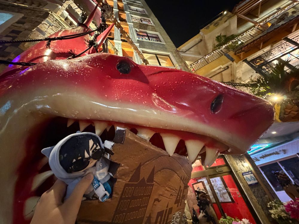 ～沖縄旅行④ 北谷アメリカンビレッジ編～

🌹🕶：ホテルは今日明日連泊でビーチタワー沖縄というところの17階の部屋なんだが 部屋のバルコニーからは天気が悪くてもなかなか景色が良い。

🌹：夜は北谷アメリカンビレッジの中の居酒屋で食べたんだが、本マグロがかなり美味しかったらしい。
（頼んだ中で1番高かったらしいからな）
……だがその後何故か俺は でかいサメに食われたが←