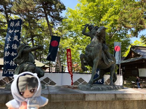 🌹🕶‪：この度心音が御朱印集めを始めた。（今日御朱印帳が届いたばかりだが）早速午前と午後に分けて散歩やドライブがてら神社に行ってきたんだが、そのうち午後に行った川中島古戦場の八幡社の直書きの御朱印を見てくれ。 結構、かっこいいと思わないか？