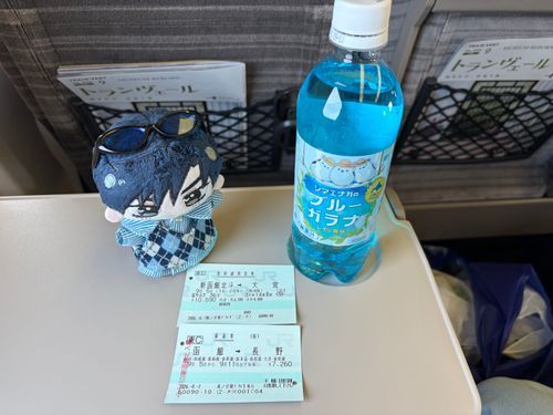 🌹🕶:もう帰る時間か。早いものだな。函館山で買った北海道限定ドリンク しまえながのブルーガラナ レモン味(炭酸飲料)を飲みつつとりあえず
大宮に向かうか。