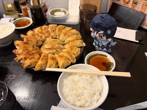 🌹：今日の昼は福島名物 円盤餃子だ。
かなりカリカリしているが味はあっさりなので何個でもいけるぞ。