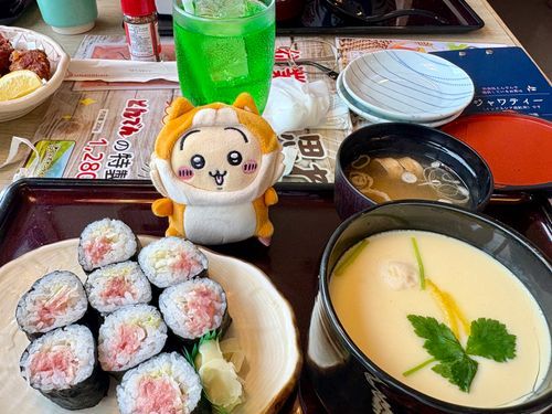 とんでん🍚
ネギトロ巻きとジャンボ茶碗蒸し♪
とんでんの茶碗蒸し大好き～🫶