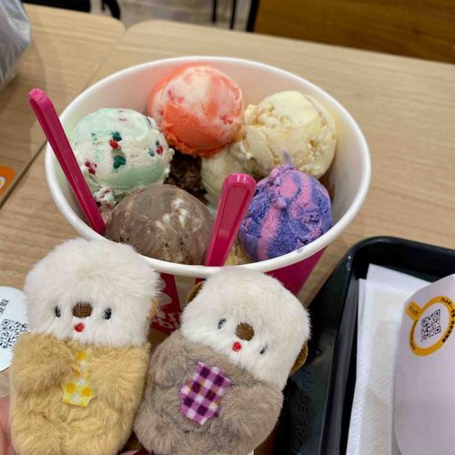 すっごいアイスを食べました。
とっても並んでました🦦
