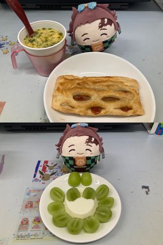 🙋‍♀️
「お昼はミスドのパイと卵スープ、デザートはヨーグルトにシャインマスカットを添えて✨」
次男(っ◜◡◝ｃ)🧸
「豪華です☺️ところで...ミスタードーナツって、丸くて甘いアレですよね⁉️」
🙋‍♀️
「甘くないメニューも少しあるよ👌」
次男(っ◜◡◝ｃ)🧸
「そーでしたか‼️」
