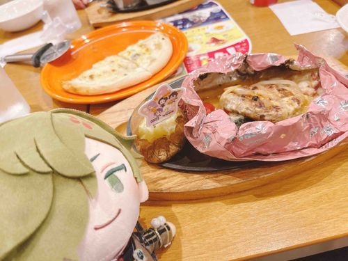 あるじと あるじの ゆうじんとともに ここす なるものに いった  
つつみやき はんばぁぐ を はじめて たべたぞ  