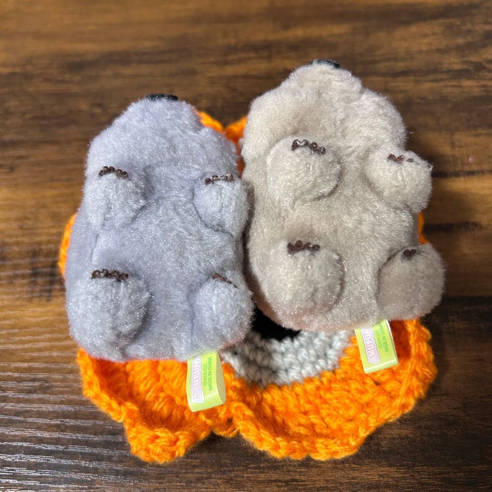 「ご主人がお花を編んだみたいだウォン〜〜👀(弟)」「まりめこ、、とかいうやつらしいウォンねぇ…(兄)」「ぼくたちのベッドになるかなぁ？」「う〜ん、ちょっと寝てみるウォン…」「「💤💤💤」」