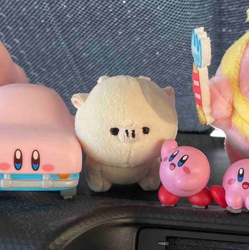 牛のぬいぐるみのｳｼﾁｬﾝです。
カービィも好きです。