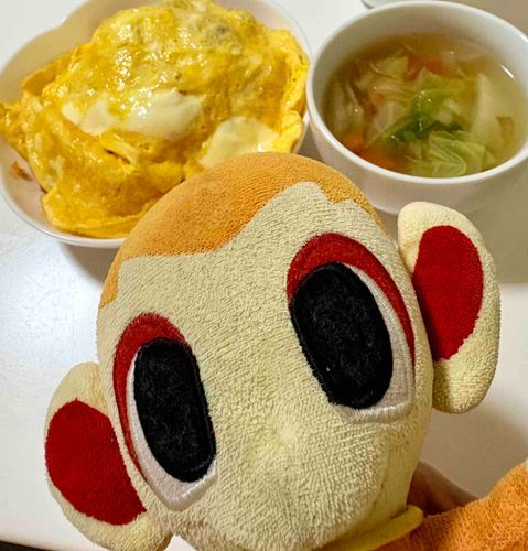 この前主がオムライスと野菜スープを作ってくれたんだー！
大ボリュームでめちゃくちゃ美味かったぞ！
