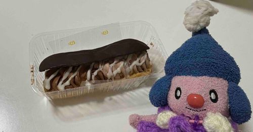 主が美味しいチョコのエクレアを買ってきてくれたよ！
4種類のチョコが入ってるんだってー！
