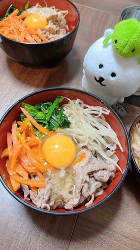 🐸カイヌシ がんばて "びびんば"つくっﾁｬ ときの シャシンﾁｬ！いろどり ゆたかで うまかっﾁｬ！でも チョト りょう おおすぎﾁｬ！また ふとるﾁｬ！