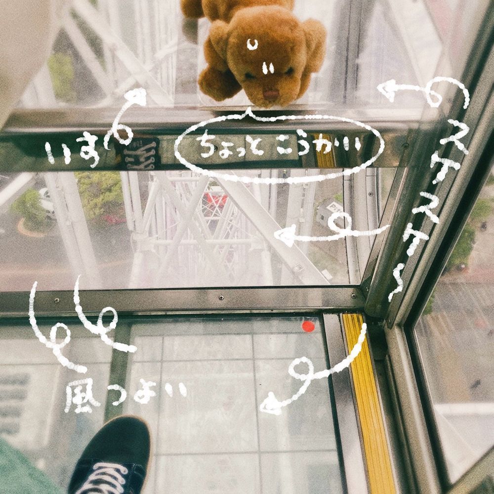 昨日のつづき　3まい同時お日記❗️
刈谷のさーびすエリアは　かんらんしゃある！🎡
のったのは　3まい目の　ぜんぶスケスケハコ！1まい目にもいる！風　ちょとつよつよで　こわかったのだ💔