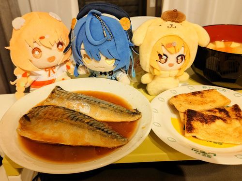 みんなで晩ごはん。
今日はお魚、油揚げ、お味噌汁、ご飯など。

おいしかったね。