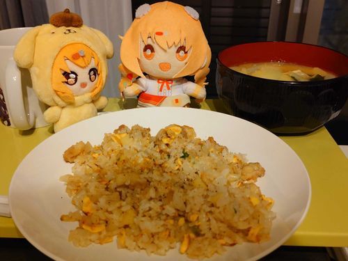 みんなでチャーハン食べました🍚
youtube見て新しい作り方試してみたらとっても美味しかったです！