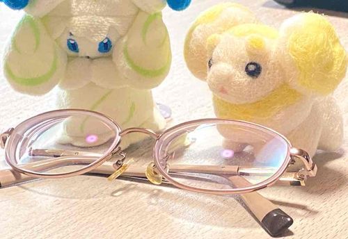 メガネを見つめて不思議そうな２匹。