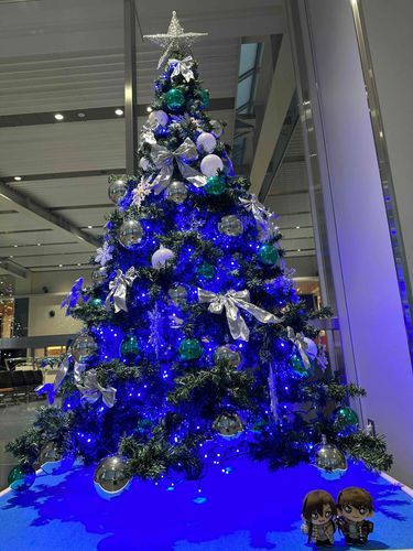 クリスマスツリー大きいねぇ！青が綺麗でじんぺーちゃんの瞳と同じだぜ😉