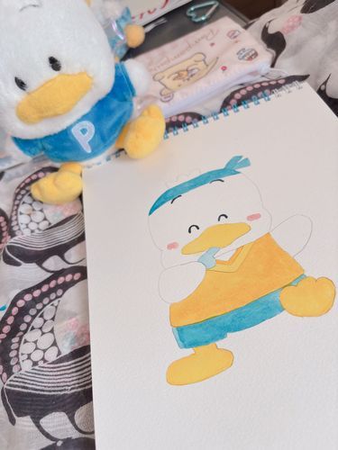 サンリオキャラクター大賞の投票が明日までだから、エールを込めてペックルを描いたよ🙌