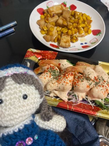 🦑さんと🌽さんと🦐さん