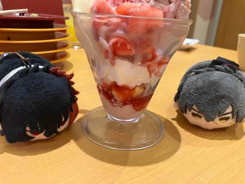 ひぜ:水族館に行ったら寿司食いたくなるよな。おれは朝から寿司の口だった。
たぬ:俺たちの主は苺が好きなんだぜ。