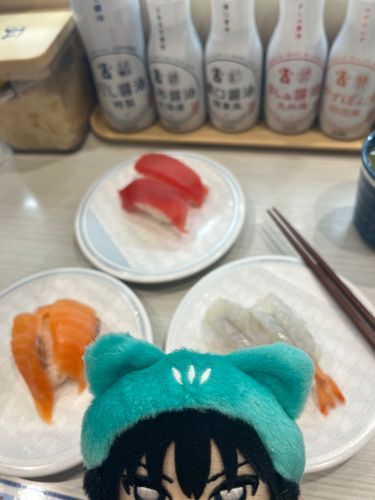 🐍よお、かいどうだ。
はじめて すしに つれてきて もらった。
すしがだいすきらしく、だいまんぞくでかえってきたぞ。
……はしをのせたままで しゃしんをとるのは ちょっと ぎょうぎがわるいとおもうんだがな。ひとめをきにして あわてて とったらしいから、こんかいはゆるすとするか。