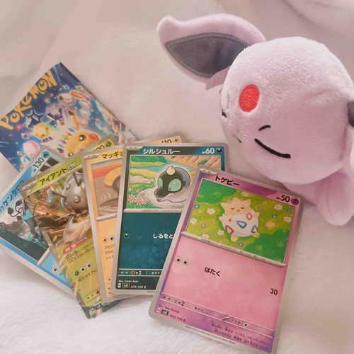 先輩！俺ポケモンカードはじめて開けたッス！
かわいいのもかっこいいのもいいッスね！