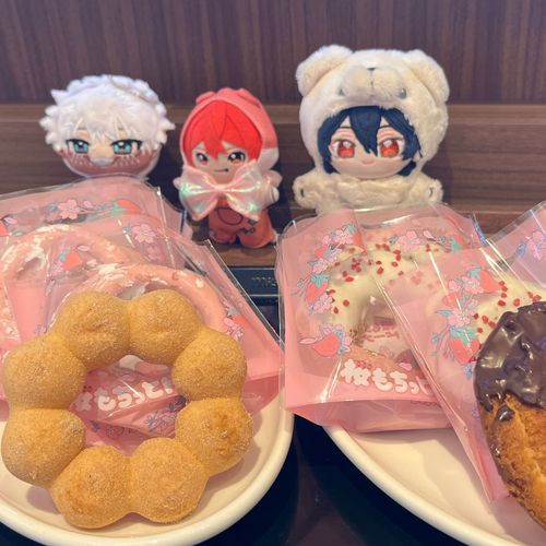 さくらの　もちもちどーなつじゃよ〜🌸
ほかの　ぬいとも　いぶんかこうりゅう　したぞい♪