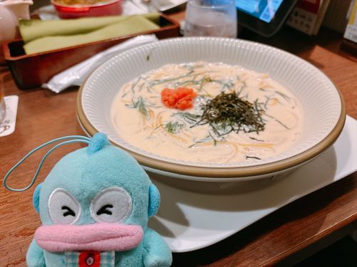 たらこクリームパスタを食べたよ❣️クリーミーでたらこもたくさん入ってて美味しかった〜♡