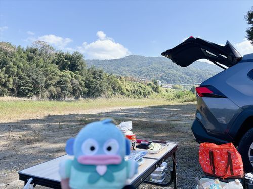 キャンプ⛺️にきたよ！いいお天気でバーベキュー楽しいね💓
