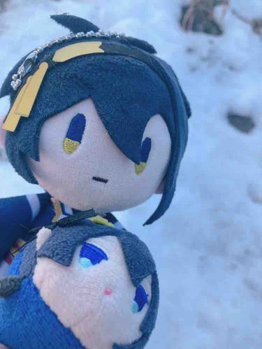 やあ　こちらはきのうから　ゆきがふっていた　そんななか　しんいりがまたふえた　おともさんぽの　おれだ　ともにゆきをみたぞ