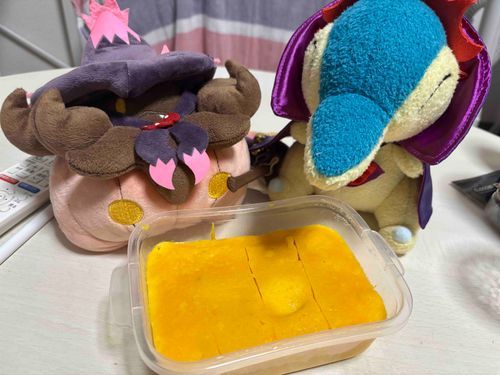 ギリギリハッピーハロウィン！
にんげんがかぼちゃのデザートをつくってくれたよ！