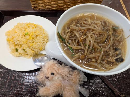 はじめまして！ぼく、チャパですよ！
飼い主がスンスンを連れて来るのを忘れて、カバンにぶら下がってたぼくが代わりに食べたよ〜！
サンマーメンと半チャーハン、優しいお味で美味しかったよぅ！
スンスンはいつも色んなもの食べてるから、たまにはいいよね！