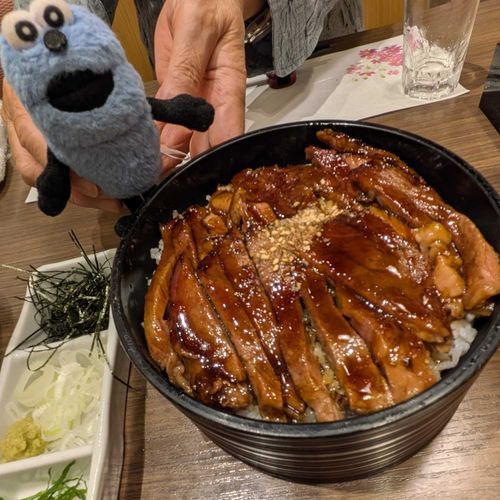 牛ひつまぶしを食べたよぅ！
最初はそのまま…次は薬味を乗せて…最後は出汁をかけてお茶漬けに！
ひつまぶしを考えた人は天才だね！
すごく美味しかったよ！