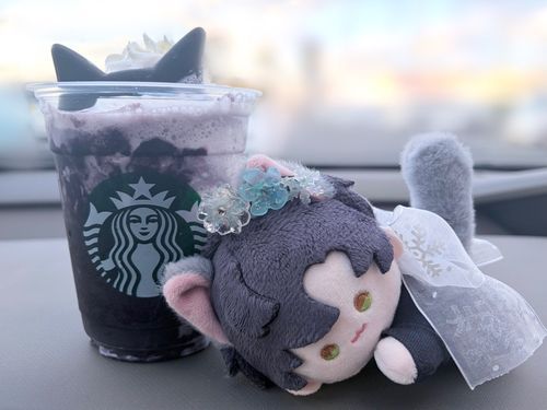 2回目の猫ちゃんフラペチーノだ。黒猫派は譲れないらしい。